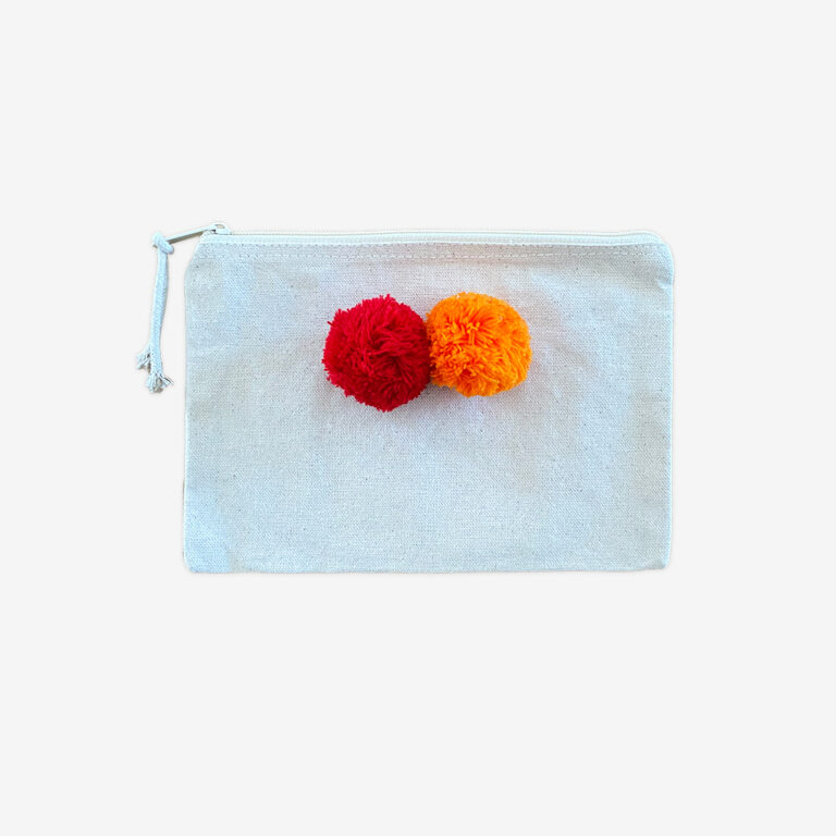 Bolsa com pompom – Encarnado, laranja